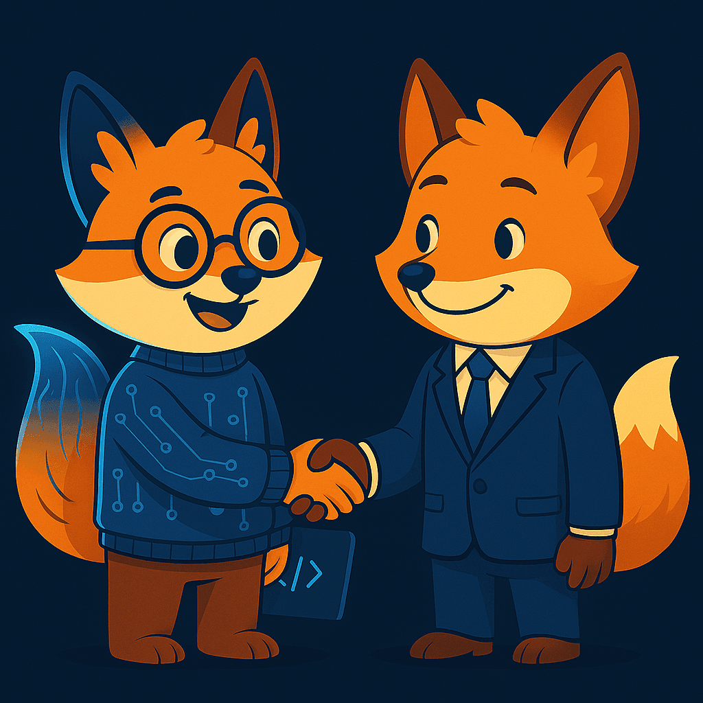 Aplhy shaking a hand with a client